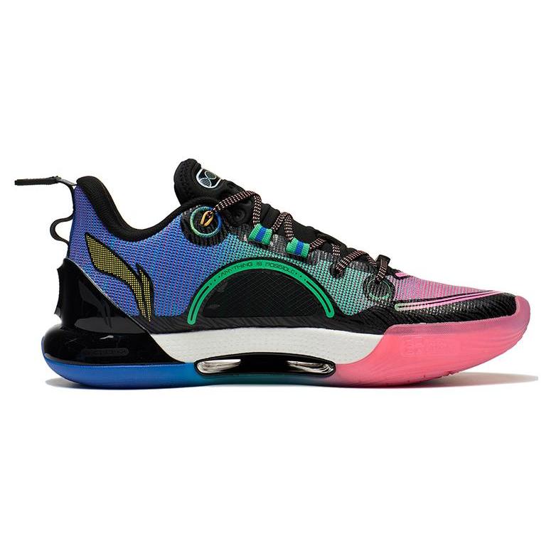 Li Ning Yushuai Evolution Low Textil, TPU Abriebfest Atmungsaktiv Niedrig geschnitten Basketballschuhe Herren Schwarz Rosa Blau ABAS161-4