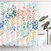 Pink Floral Shower Curtains Dandelion Watercolor Flowers Green Plants Leaves Home Decor Bathroom Fabric Bath Curtain With Hooks
