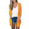 Women's Fashion Loose Casual Pocket Printed Cardigan Seven Sleeve Jacket Top