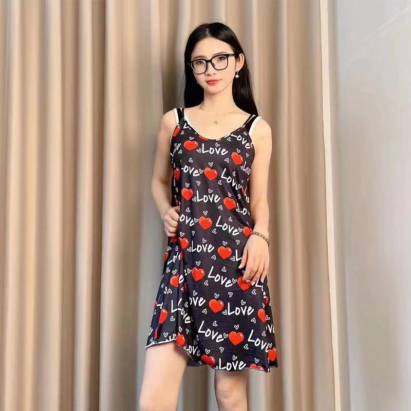 Women's Sleepwear Butterfly Print Lettuce Trim Nightdress Casual Round Neck Backless Mini Slip Dress Soft Comfortable Nightwear