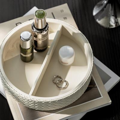 Nordic Style Leather Woven Pattern Jewelry Tray Luxurious Desktop Cosmet Organization Storage Jewelry Storage Box