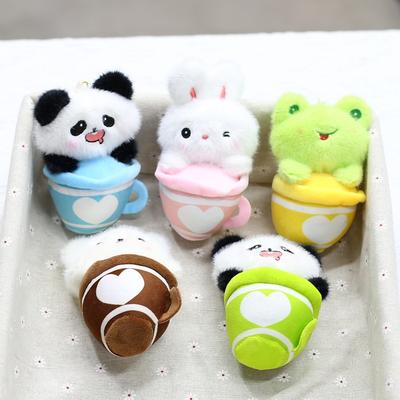 Creative Milk Tea Cup Series Plush Toy Pendant Cute Panda Doll Keychain Bag Hanging Decoration