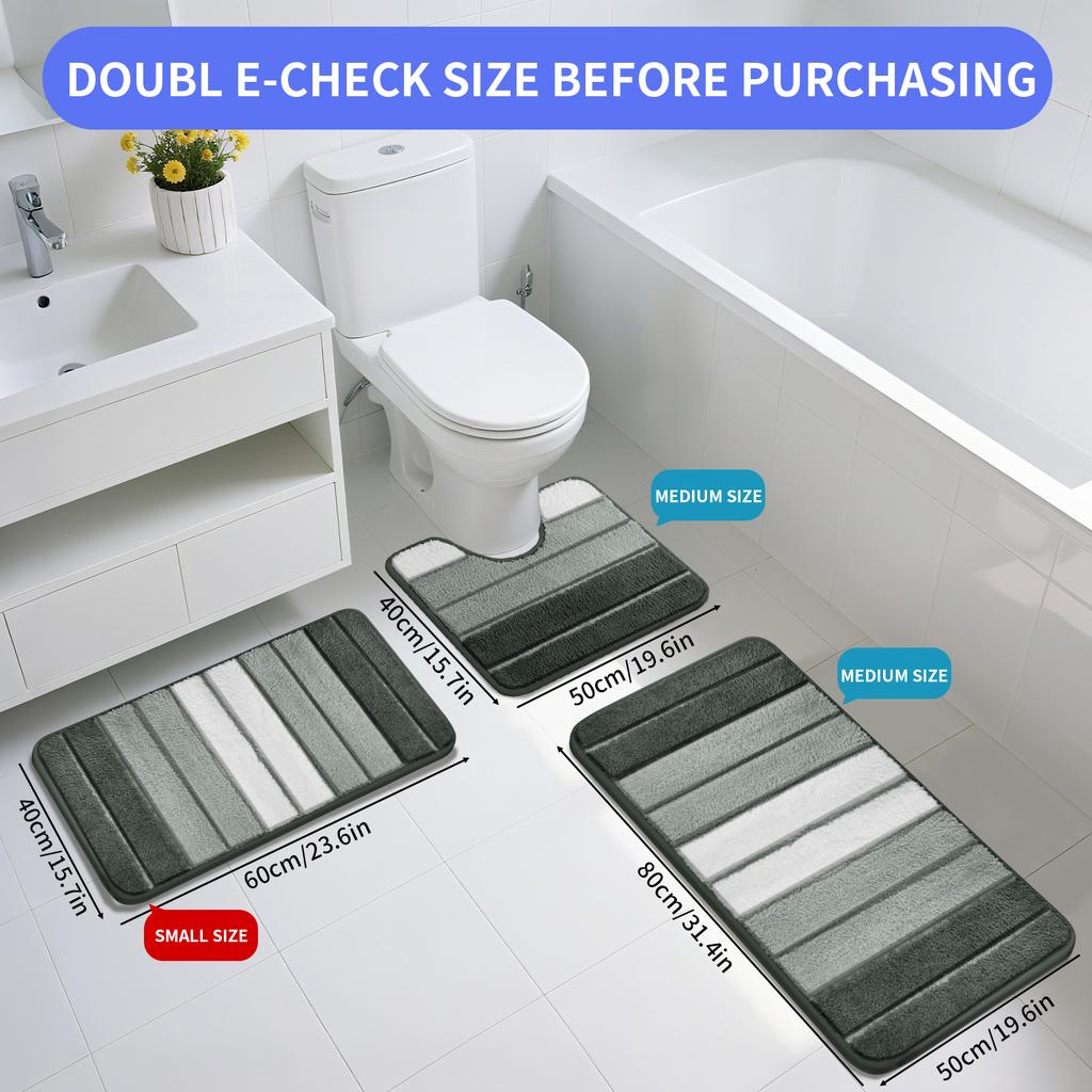 Bath Mat Set 40x60cm and 50x80cm Extra Soft Absorbent Microfiber Non-Slip Washable Rugs for Shower Floor Bathmat Bathroom Decor