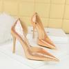 Fashionable High Heels, Women's Slim Heels, Shallow Mouthed Pointed Side Hollowed Out Banquet Shoes