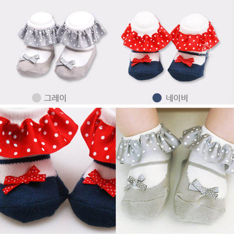 Søte småbarn babysokker Dots Princess Lace bomullssokker