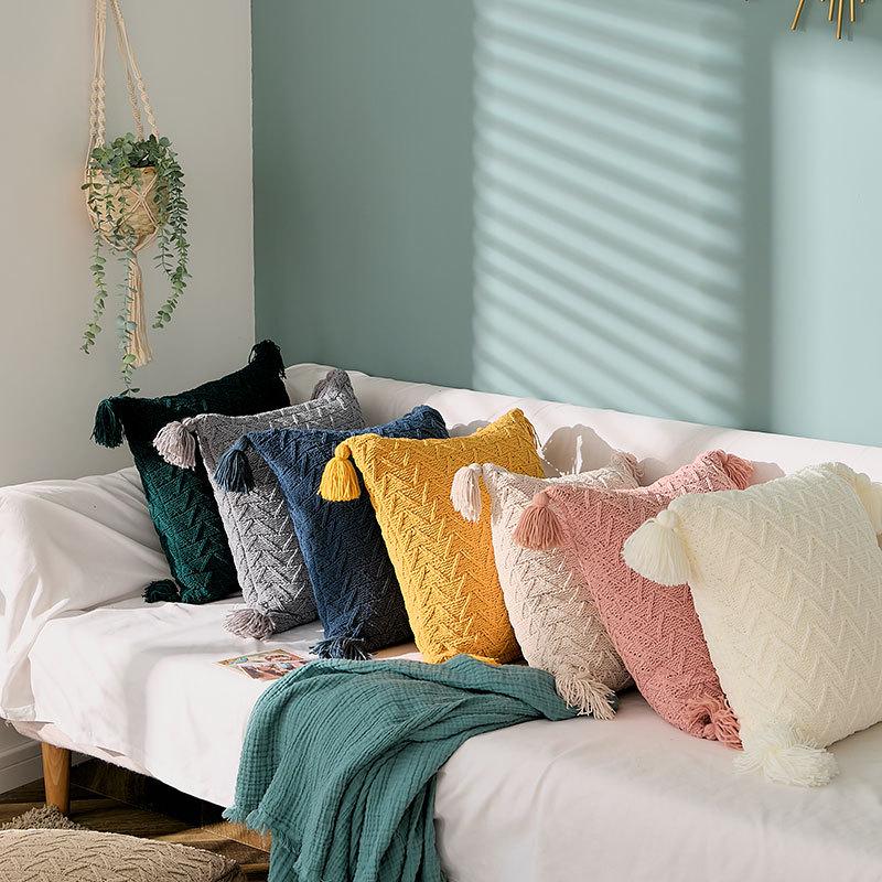 Chenille Knitted Pillow Cushion Cover - Home Furnishing Accessory (Core Not Included)