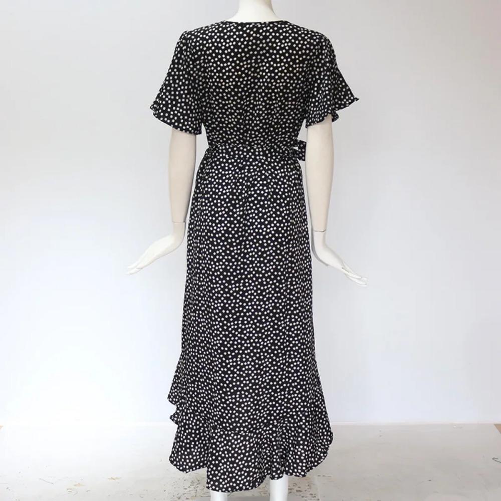 Letní plážové maxi šaty Dámské Květinový potisk Boho Dlouhé šifonové šaty Volánky Zavinování Ležérní Výstřih do V Sexy Společenské šaty Župan Žena