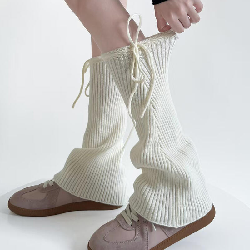 

Honeymood Strap Long Knit Winter Leg Warmers gray