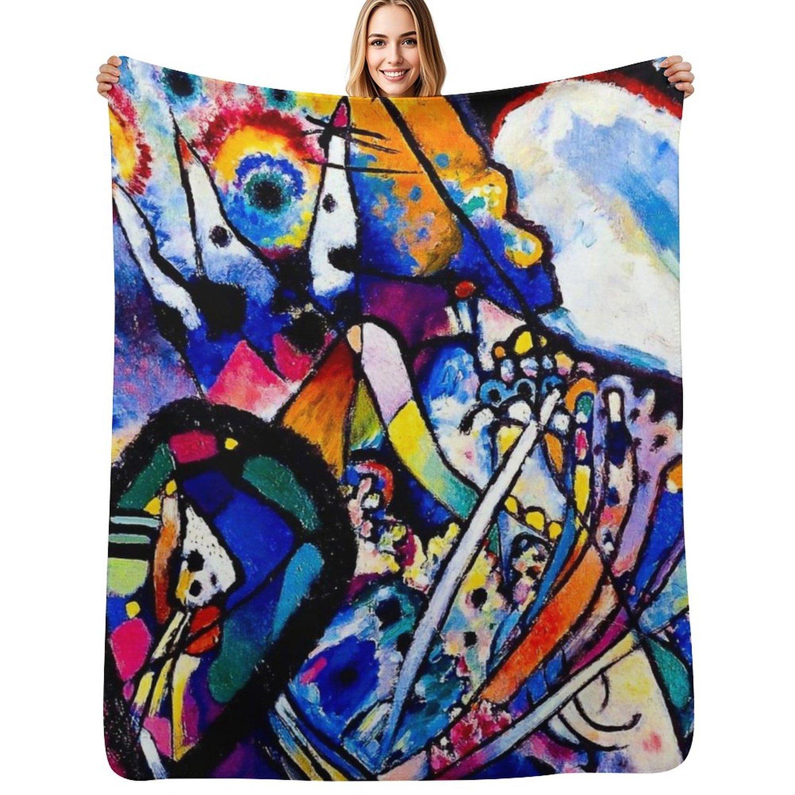 wassily kandinsky art style Throw Blanket All Weather Soft Throw Blanket for Sofa Size: 75*100cm, Weight: 230 GSM