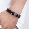 Woven Leather Rope Wrapping Special Style Classic Stainless Steel Men's Leather Bracelet Double layer Design
