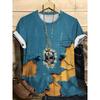 XL-7XL Übergröße Damen T-Shirts Damen O-Ausschnitt Mode 3D Floral Farbbedrucktes Oberteil Kurzarm T-shirt