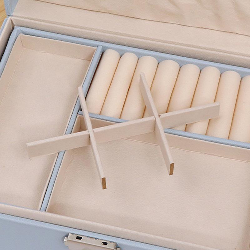 Desktop Jewelry Box Large Capacity Double-layered Jewelry Storage Box Ring Necklace Earrings Organizer Box Leather Material