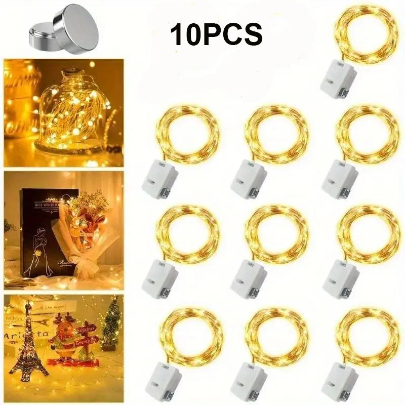 

10 шт. 2 м 20 светодиодных гирлянд, блок питания от батареек, светодиодная медная проволочная гирлянда, атмосфера, цветной свет для комнаты, украшение на Хэллоуин, Рождество 2M 20LED