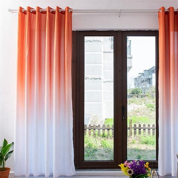 Living Room Bedroom Blackout Curtains Gradient Tulle Curtains Simple Window Drape Valance 1PCS