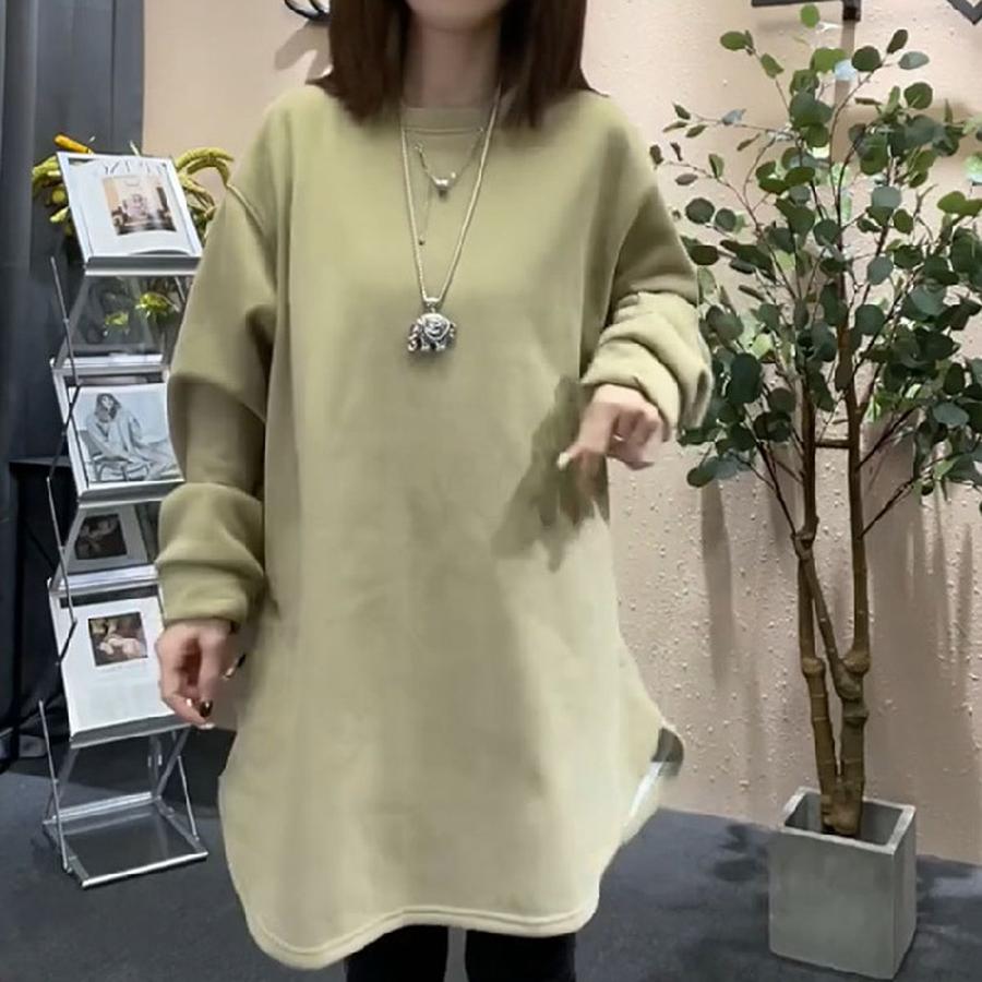 Plus Size Winter Korean Style Long Sleeve Fleece Thick Women's Lazy Loose Top