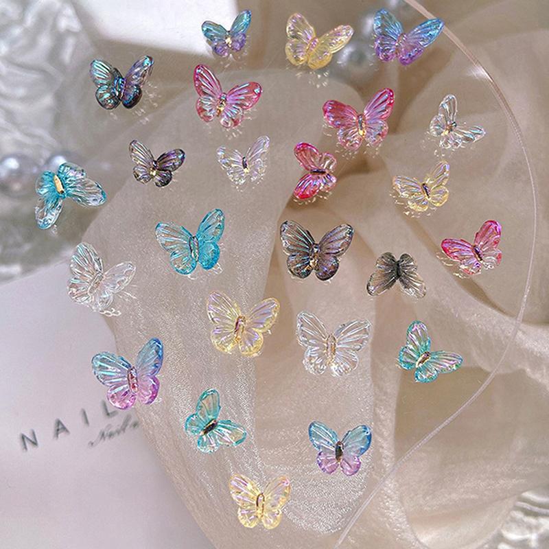 30Pcs 3D Aurora Colorful Butterfly Nail Art Charm Nail Art Decoration Diy Nail Jewelry For Nails Art Accessories