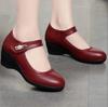 Zapatos De Mujer Women Cute Comfort Buckle Strap Black Patent Leather Height Increased Shoes Lady Cool Wine Red Heel Shoes