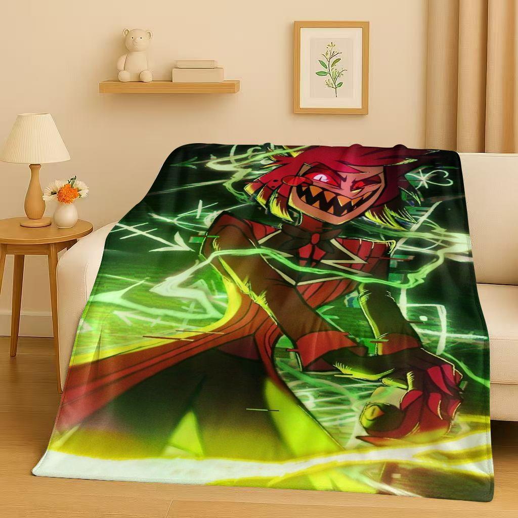 3D Cartoon H-Hazbin Hotel Angel Dust Alastor Flannel Blanket,Soft Warm Plush Throw for Home Bedroom Bed Sofa Cover Office Gift
