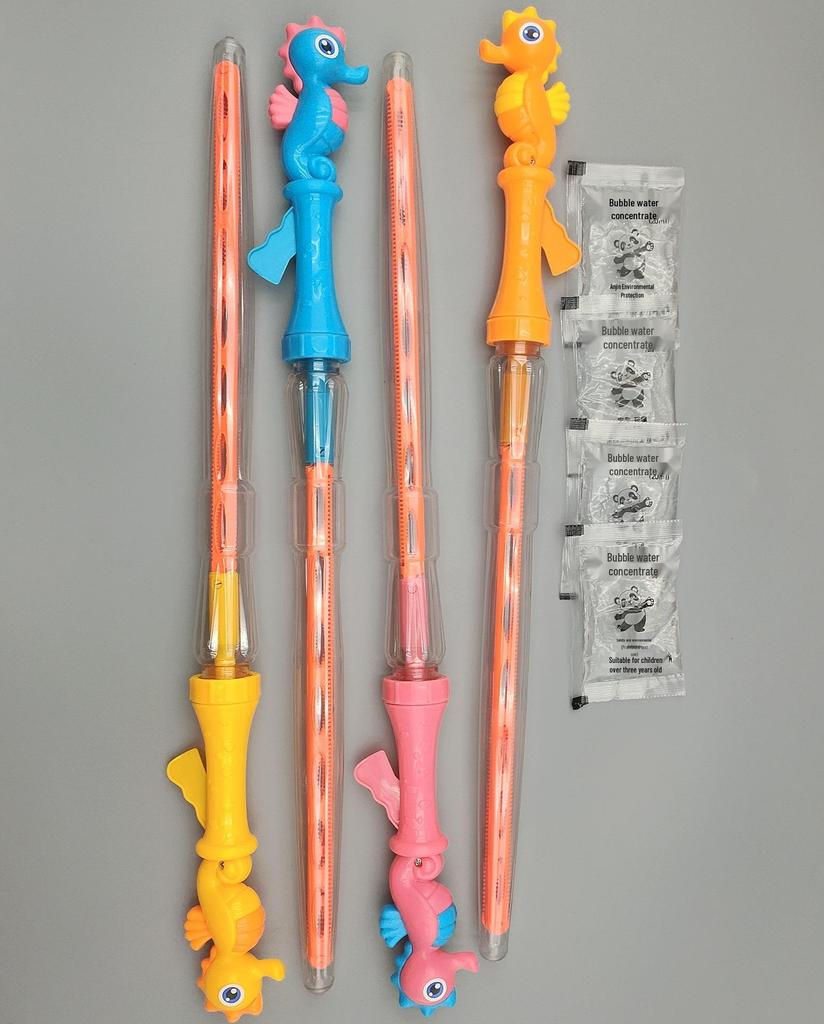 Large Cartoon Seahorse Bubble Wand - Handheld Rapier Blower, Mixed Colors for Park and Street Stalls
