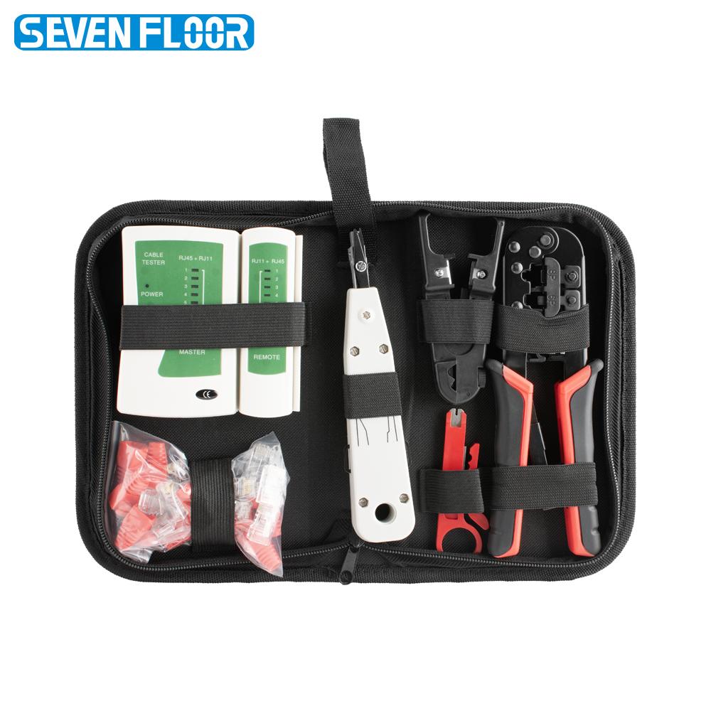RJ45 RJ11 RJ12 Steel Crimping Tool Set Multifunction Cable Crimper with Pliers and Modular Plug Connectors