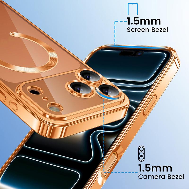 MagSafe Magnetic Plating Case for iPhone 17 Pro Max Case Luxury Electroplated Camera Lens Protector Case for iPhone 17Air Cover