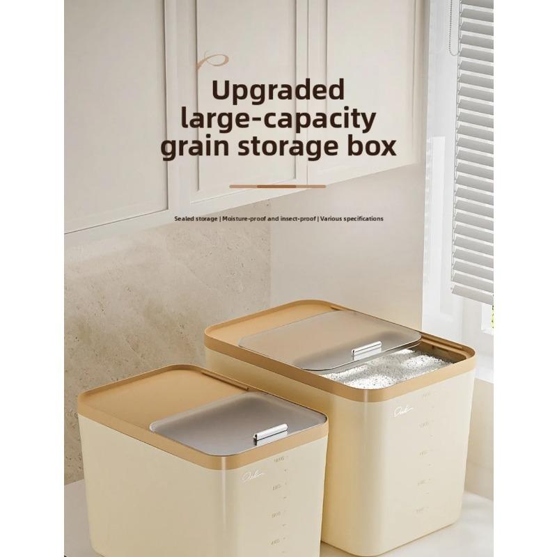 Sliding Lid Rice Storage Box New Plastic Food Grade Grain Bin Moisture Proof Multi-functional Rice Bucket Kitchen Food Storage Organizer