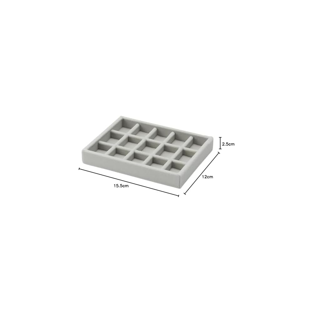 MUJI Stackable Velour Case with Lattice Design, for Acrylic Cases, Gray, 155cm (W) x 12cm (D) x