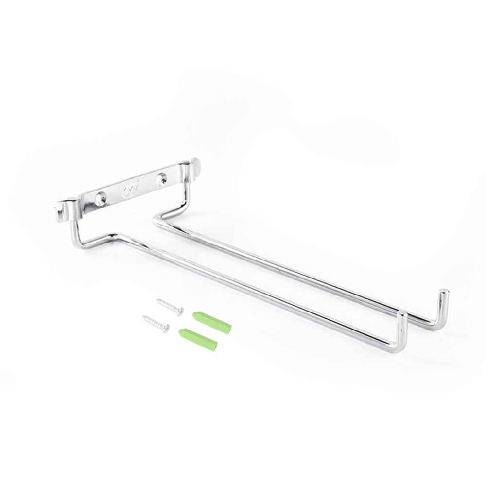 Home Bar Simple Iron Glasses Holder Fashionable Wall Mounted Wall Mounted Rack Single Row Space Saving Single Row Rack Bathroom серебряный