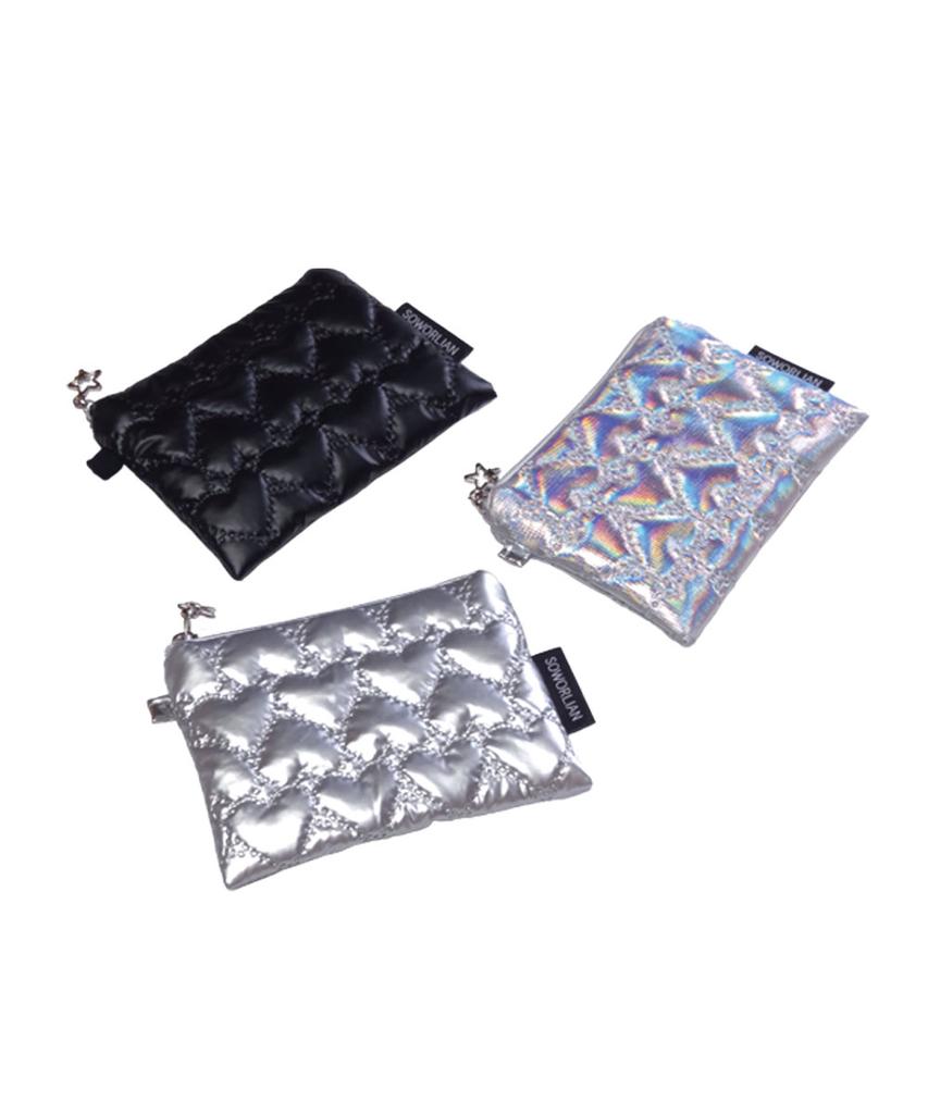 Soworlian Mini Zipper Pouch_Black, Silver, Aurora Silver