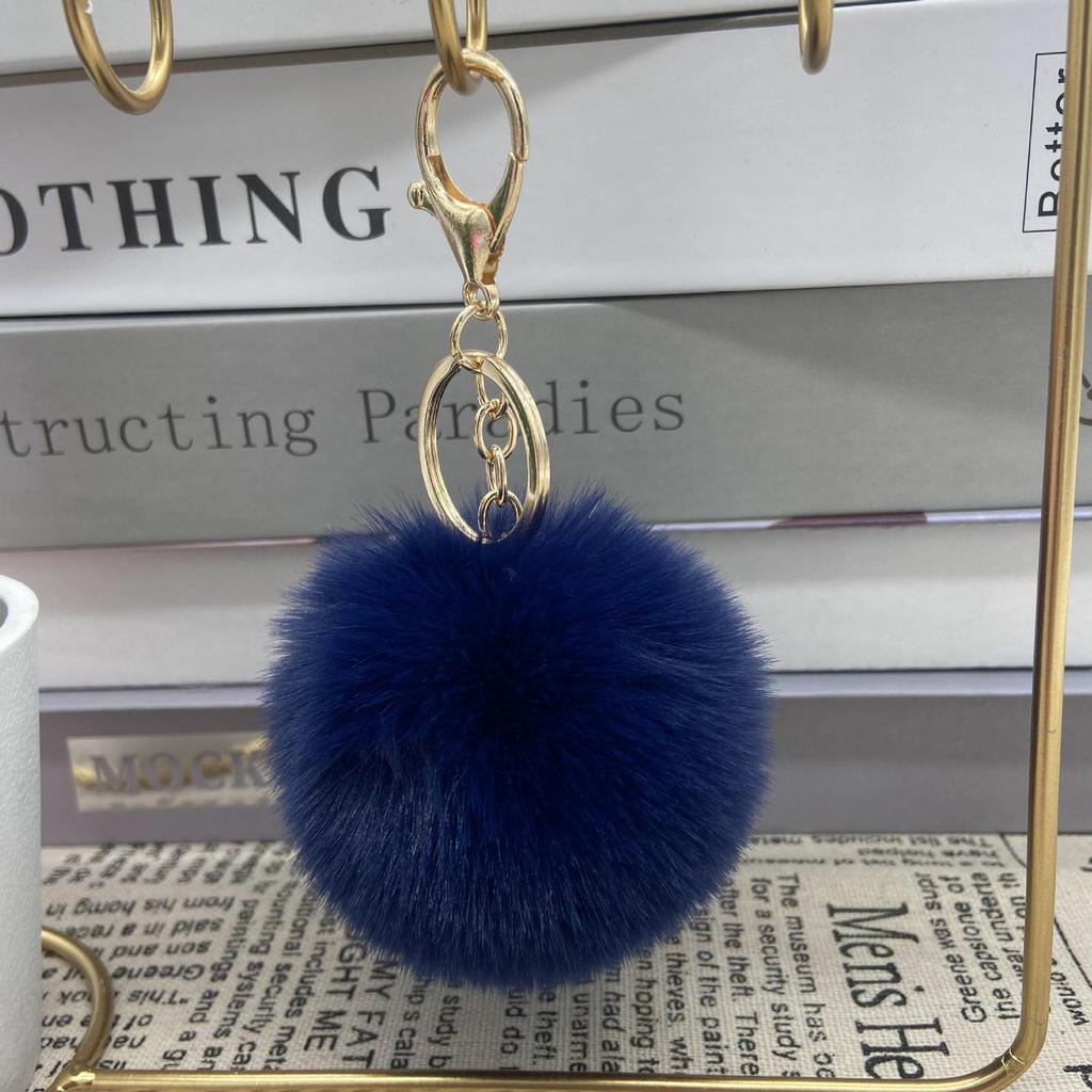 Fluffy Rabbit Fur Owl Pom Pom Ball Keychain Keyring Car Key Ring Chain Holder Charm Women Bag Accessory
