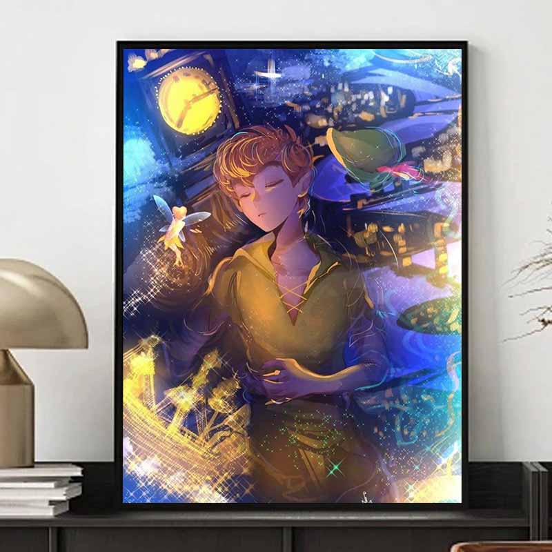 Disney Diamond Painting Peter Pan And Tinker Bell Dreamy Illustration Cute Cartoon Cross Stitch Set 5D Diy Home Decor