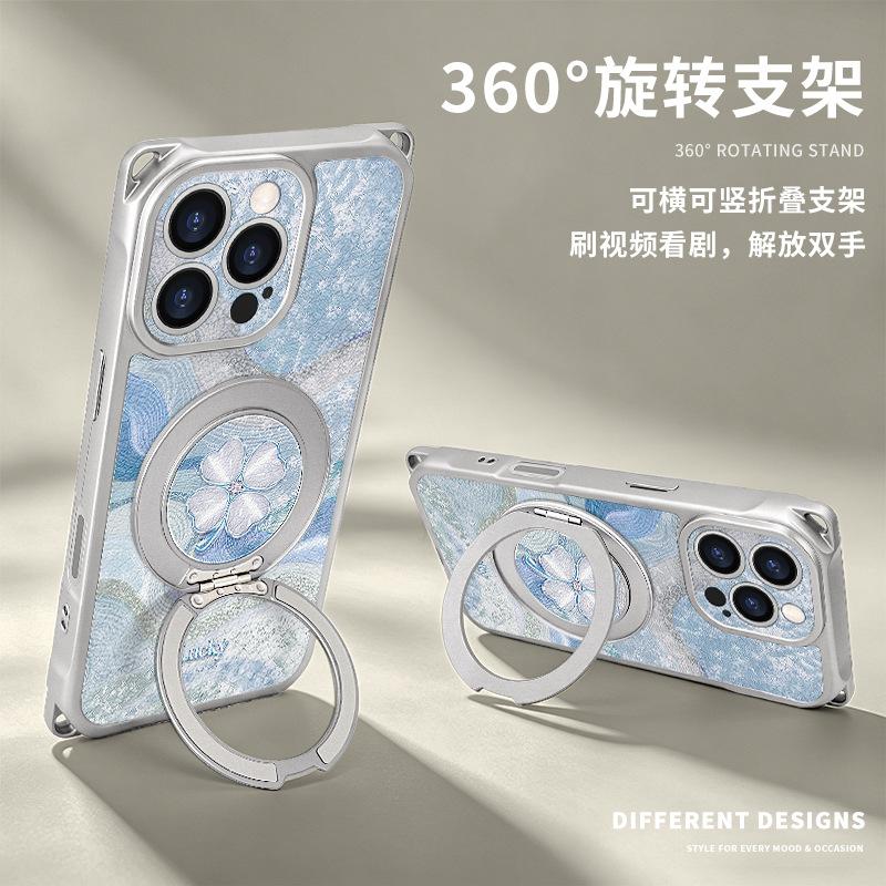 Applicable to Apple 11promax mobile phone case iphone11 four-corner lanyard 11 four-leaf clover bracket 11 lambskin 11