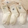 Girls' Mid-calf Socks for Autumn and Winter Are Cute and Trendy. They Are Thickened with Mink Fur for Warmth and Are Fluffy Long Socks for Students