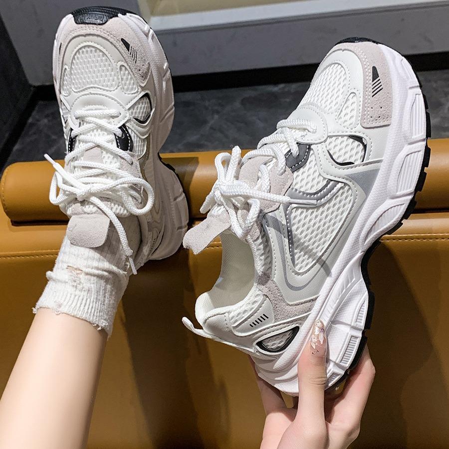 Dad shoes new spring and autumn thick-soled heightening Xiaobai running breathable mesh sneakers