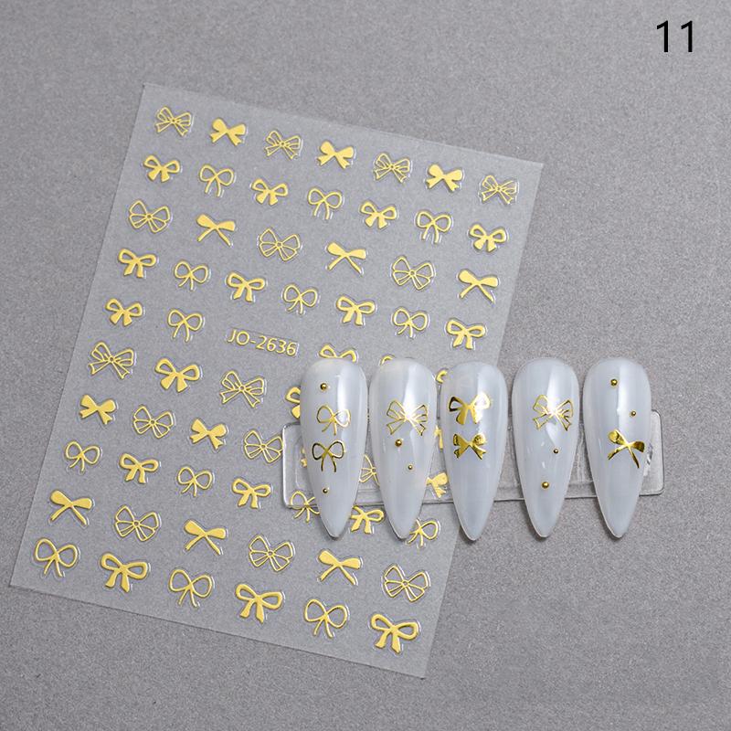 1Pcs 5D Sweet Bow Nail Sticker Kawaii Pink Black White Long Ribbon Bowknot Self Adhesive Nail Art Stickers Decoration Decals Diy