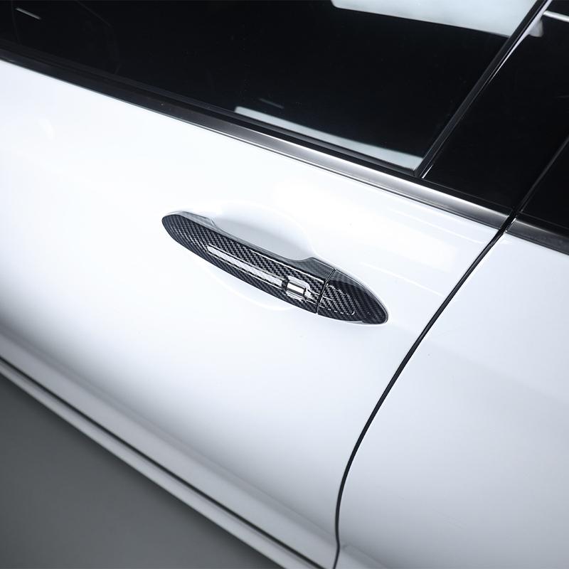 Car Fibre Gloss Black Design Exterior Door Handle Trim for Genesis G80 DH 2015-2020 Left-Hand Drive Auto E Exterior Accessories