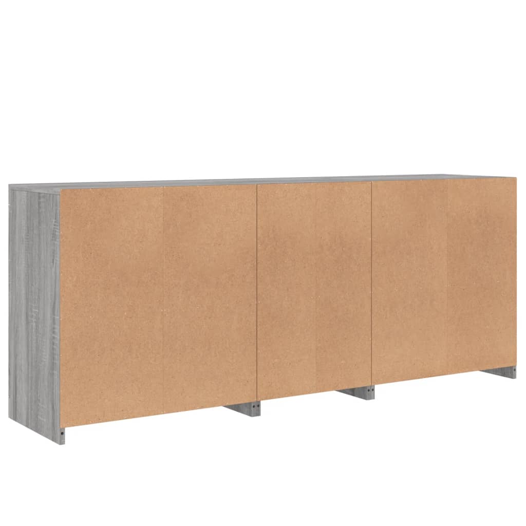 Sideboard with LED Lights Gray Sonoma 162 x 37 x 67 cm