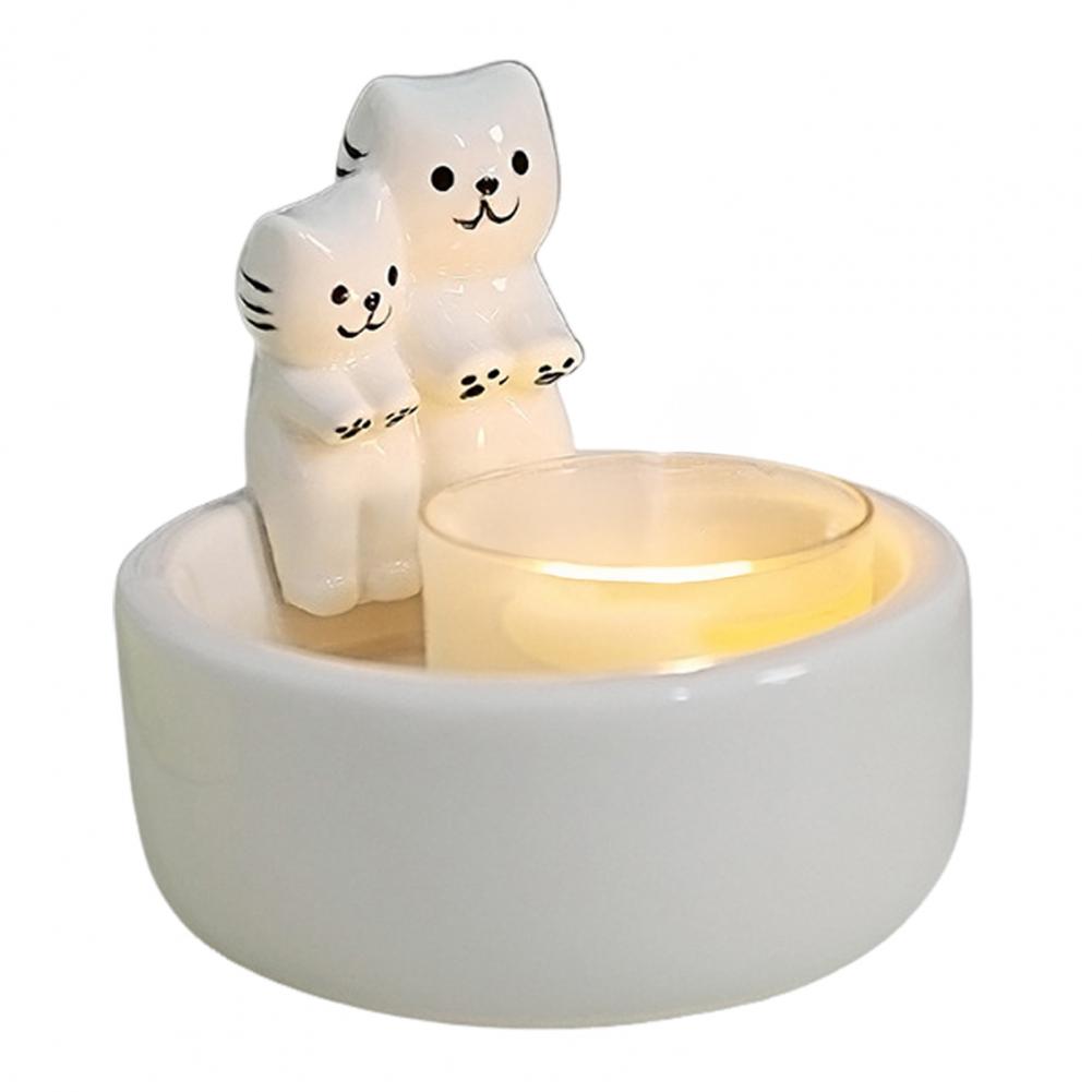 Angel Candle Holder Home Decor Candle Holder Spooky Halloween Ceramic Candle Holder Set with Ghost Gnome Figures