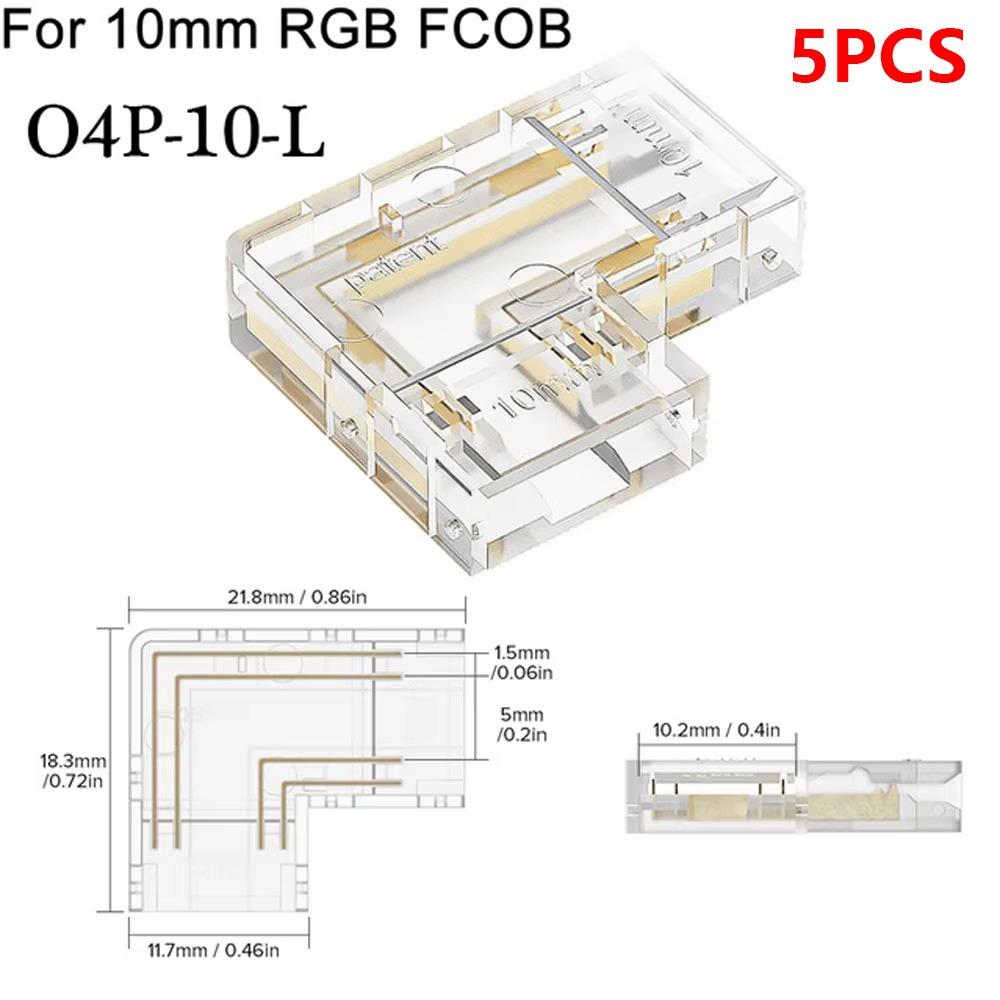5Pcs/Set Transparent L-Shaped Corner LED Strip Connector  For 5mm 8mm 10mm 2/3/4pin FOB Tape Light