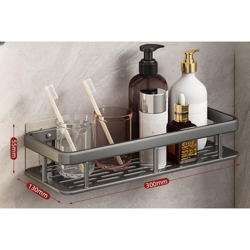 

Роскошная просторная и вместительная настенная полка без сверления для ванных комнат и кухонь — простая установка, экономия места, структура из сплава, прочное сцепление серый