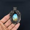 Labradorite Pendant, Handmade Gemstone 999 Copper Wire Wrapped Pendant Antique Jewelry, For Gift Silver Jewelry