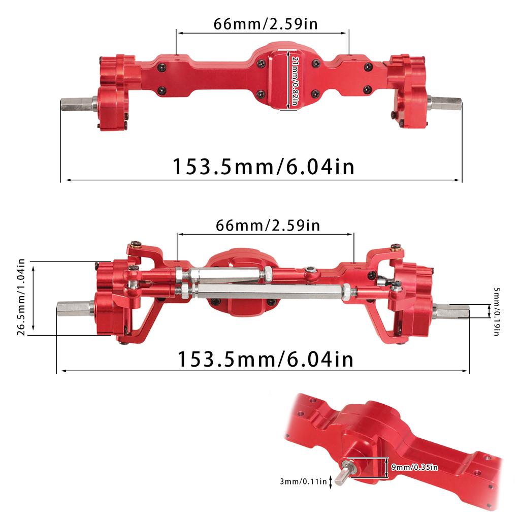 Aluminum Alloy CNC Anodized Full Metal Front Rear Portal Axle for JJRC 1/10 C8815 Willys MB  Retro Jeep Upgrade Accessories