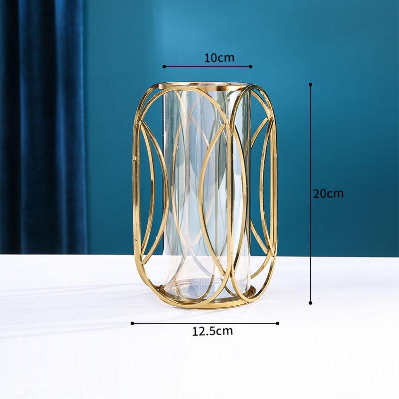 

Golden Framed Glass Vase Hydroponics Flower Pot Desk Decoration Flower Arrangement Transparent Floral Vases Room Aesthetic Decor