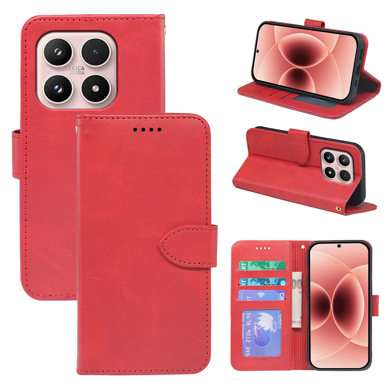 

Xiaomi 17/Pro/ProMax Calfskin Wallet Flip Case with Photo Frame Stand Xiaomi 17 ярко-красный