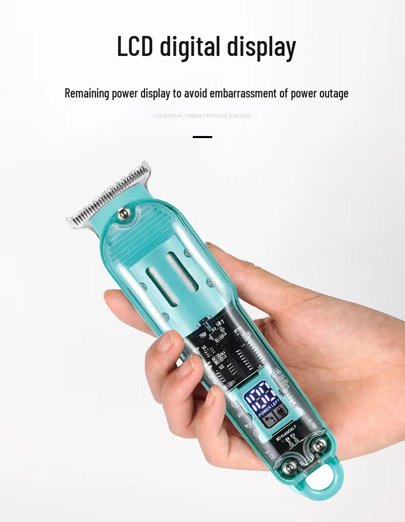 New Model USB Electric Hair Clipper with LCD Display - Professional Transparent Clipper for Barber Shops
