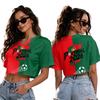 Women's Soccer Flag Print V-Neck Short Sleeve T-Shirt