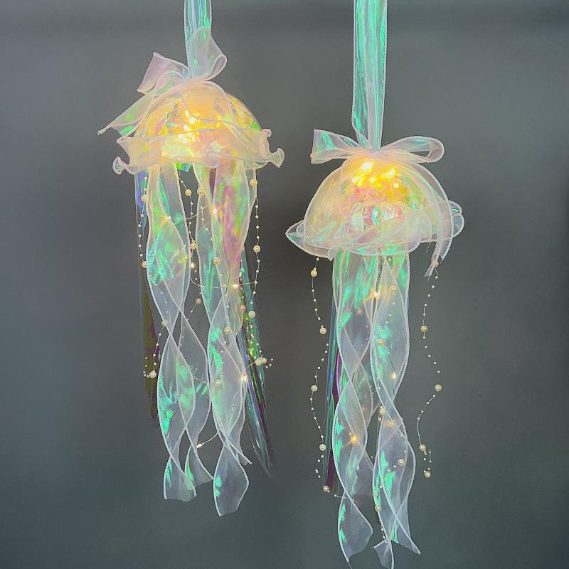 Color DIY Jellyfish Lamp Lantern Mermaid Parti Jellyfish Light Lantern Girls Happy Under The Sea Theme Birthday Party Decor