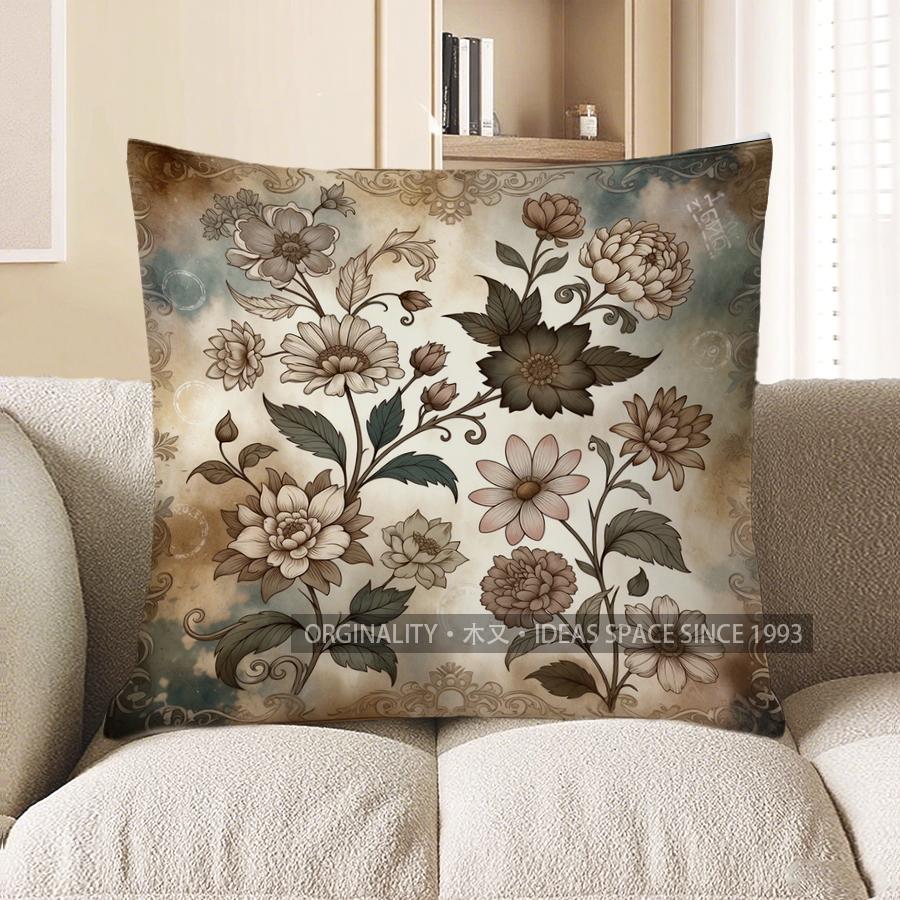 2D Floral Patterned Cushion Covers For Decor Pattern Cushion Cover Suitable For Sofa Bedroom Car Pillow Cover