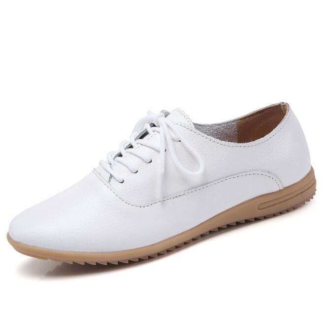 2025 New Women Flats Spring Autumn Woman Loafers Leather Female Shoes Lace Up Soft Comfortable Ladies Women's Shoes