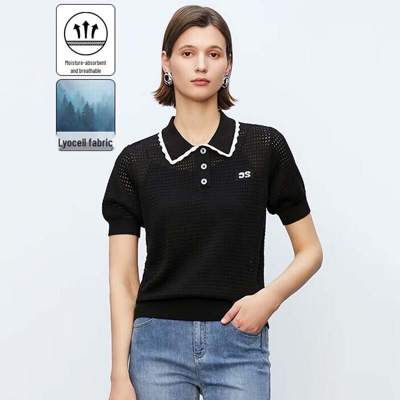 

JESSIE Женская трикотажная рубашка поло из лиоцелла с ажурным узором L